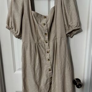 Elegant Beige Button-Down Dress